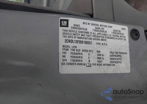 2005 Chevrolet Equinox Ls z USA, uszkodzony, nr VIN 2CNDL13F056198331